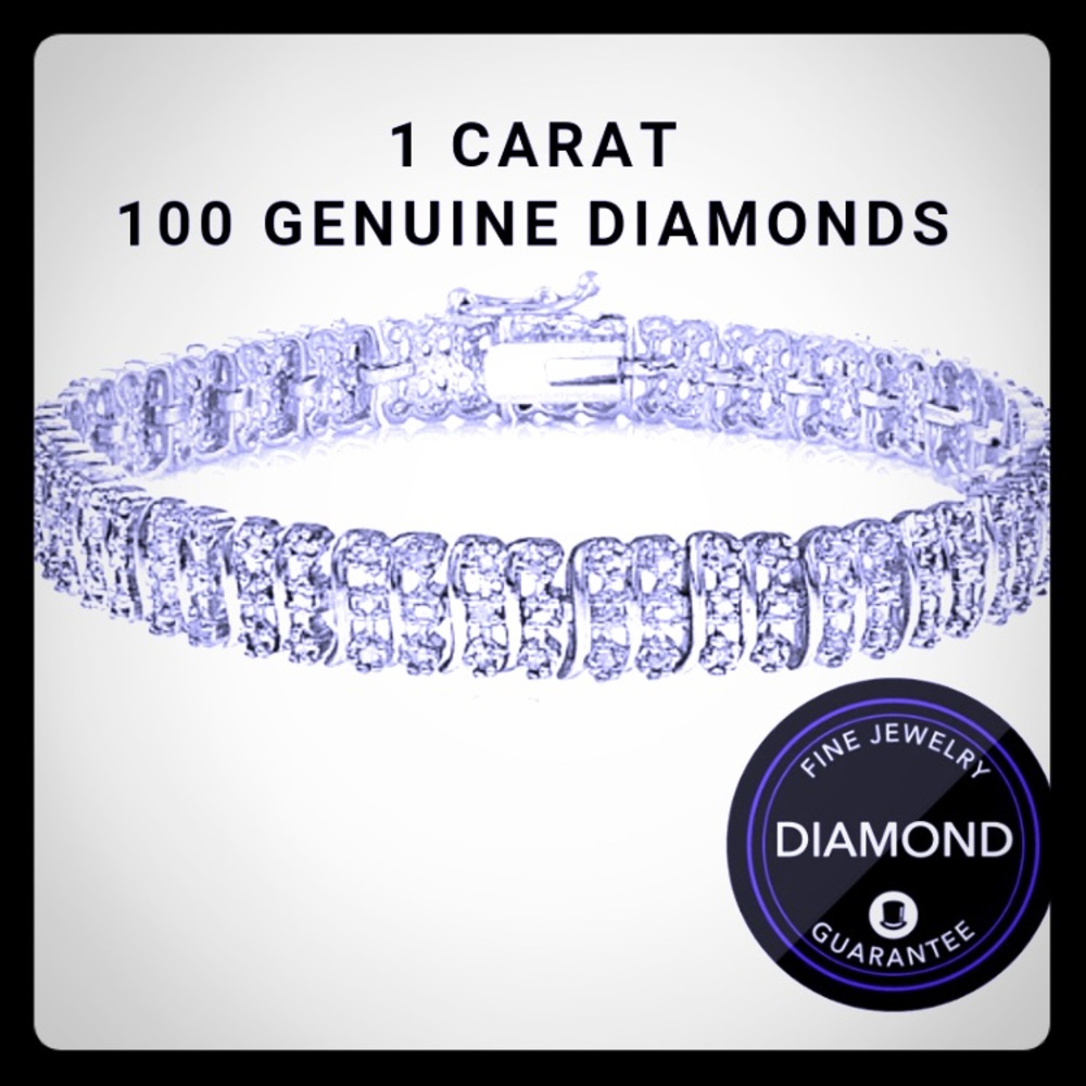 1.00ct TDW Diamond S Pattern Tennis Bracelet